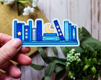 Celestial Bookshelf Vinyl Sticker: Book Lover Gift