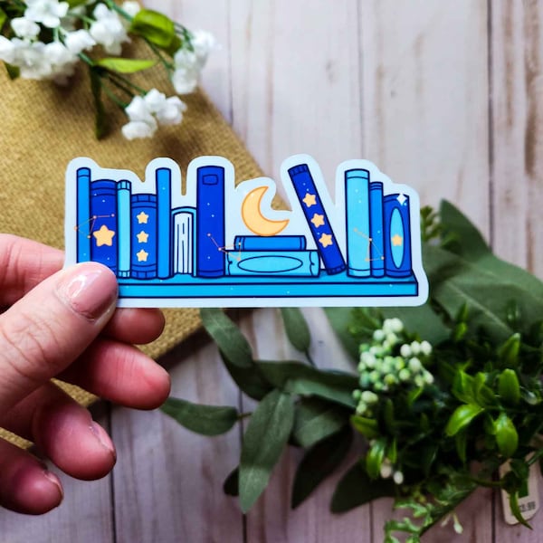 Celestial Bookshelf Vinyl Sticker, Book Sticker, Bookish Merch, Book Lover Gift, Book Sticker