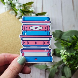 Trans Flag Books Vinyl Sticker, Bookish Stickers, Book Stickers