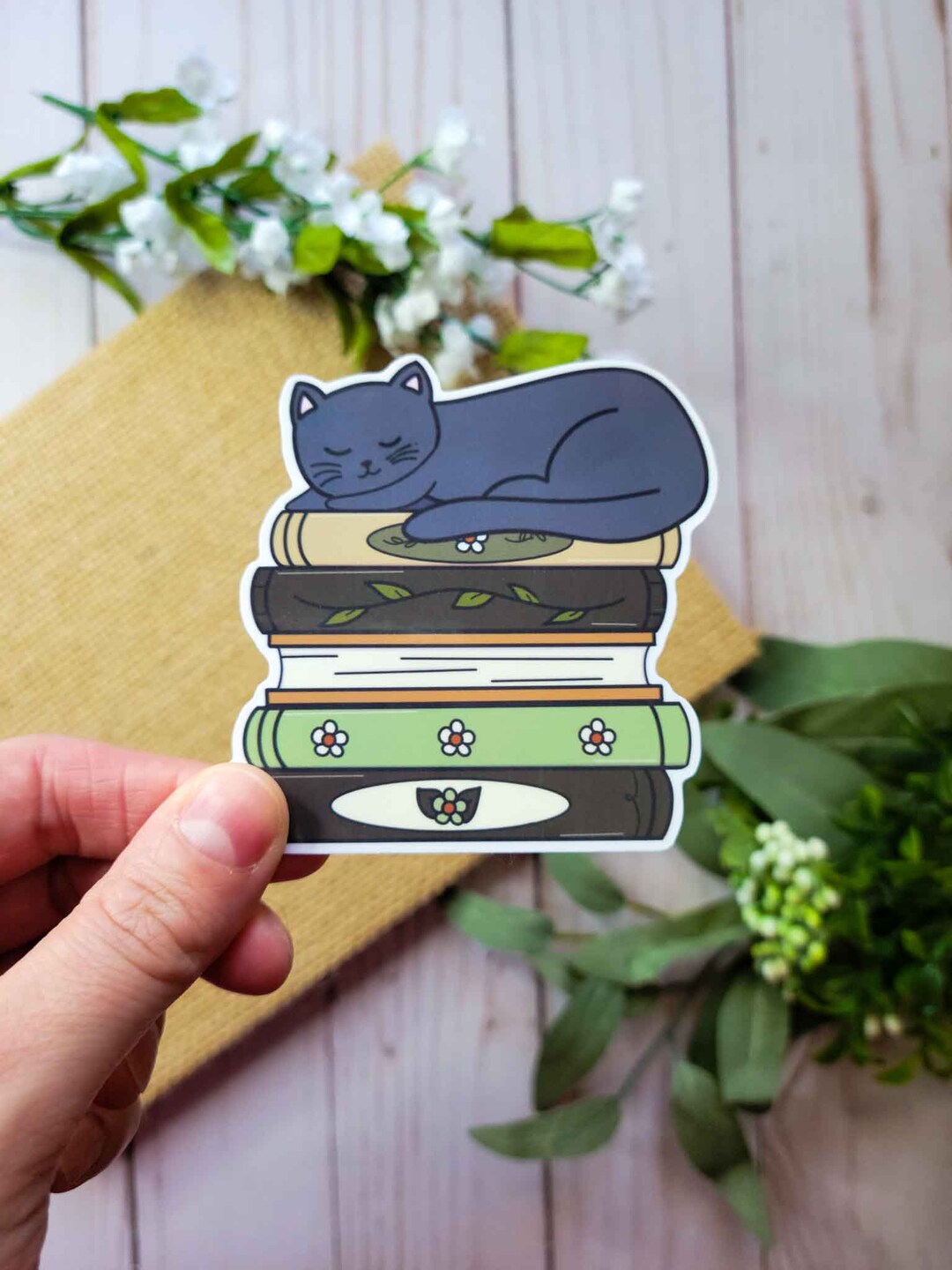 Black Cat Plant Books Vinyl Sticker Reading Stickers Bookish Stickers black-cat-plant-books-vinyl-sticker-reading-stickers-bookish-stickers