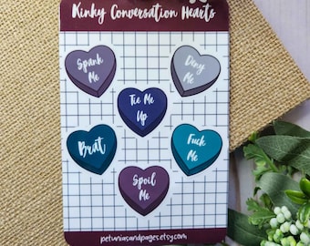 Kinky Conversation Hearts Stickers, NSFW Stickers, Adult Stickers