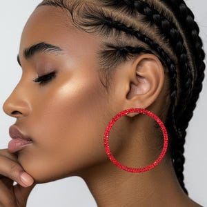 Red Geometric Stud Earrings | Modern Minimalist Earrings for Women | Unique Statement Jewelry | Elegant Everyday Studs | Silver Stud Earring