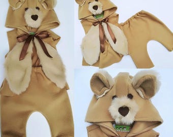 Cozy Brown Bear Costume For Kids - Girls Grizzly Bear Jumpsuit With Headband - Medium Size For Halloween & Dress-Up - View #9