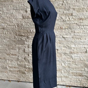Elegant Navy Blue 1950's Vintage House Dress Knee-length, Cropped ...