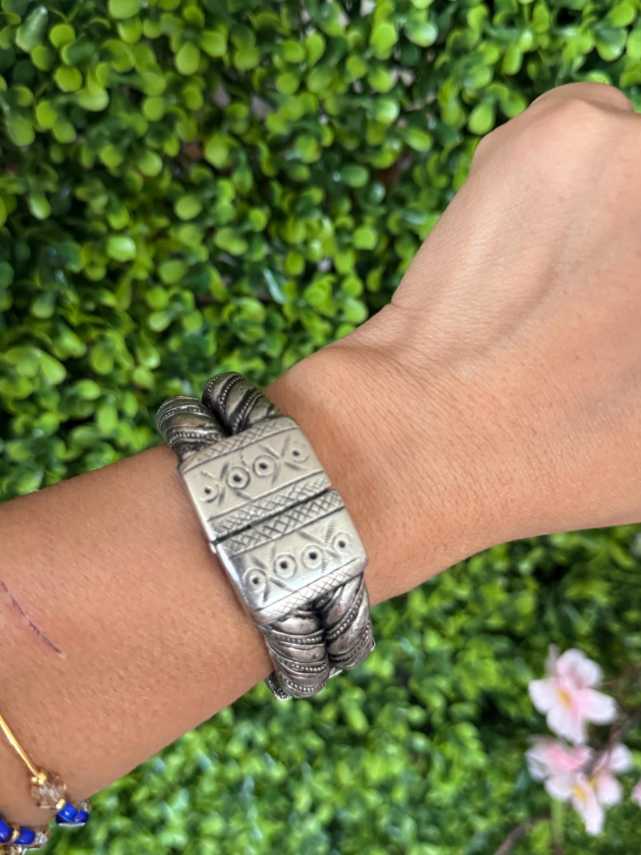 Bracelet Oromo Vintage En Argent Massif - 94 Grammes - Occasion