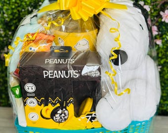 Nuovo cesto regalo con coperta di peluche di Snoopy