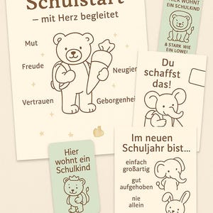Coffret de rentrée à imprimer | Cartes d'encouragement, coloriage, lettre aux parents | Amoureux et adapté aux enfants | PDF à télécharger