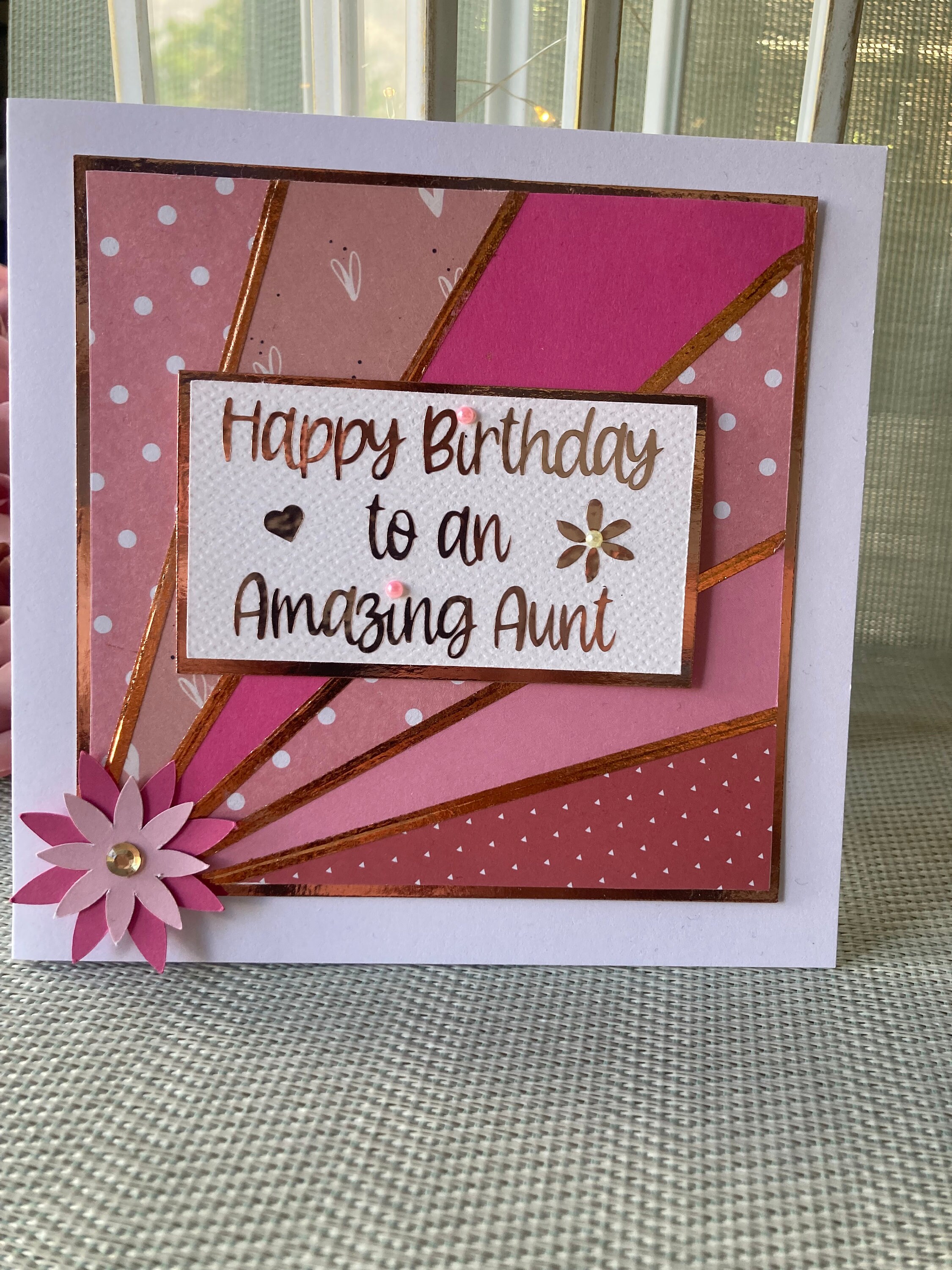 Auntie Birthday Card - Pink Rose Butterfly - Beautiful Happy Birthday Card For Auntie From Niece Nephew, A5 Female Floral Bday Mothers Day Greeting Cards