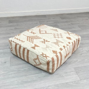 Floor Pouf, Moroccan Kilim Pouf, Vintage Moroccan Ottoman, Square Pouffe ,Meditation Cushion,Outdoor Kilim Pillow Cover