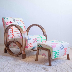 Mid century chair and ottomanset, wooden armchair classic chair modern chair, Comfy armchair for living room