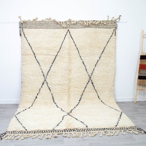 Large Moroccan rug 6 x 10 Feet Morocco berber rug Beni ourain rug - White berber rug - Moroccan area rug - Morocco rug - Wool rug - Boho Rug