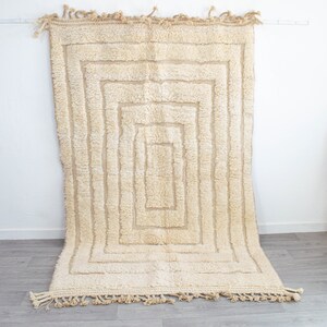 Moroccan Beniourain Area Rug, High Pile Rug, Shag Rug, Berber Rug 5&#39;x8&#39;, Bohemian Rug for Living Room