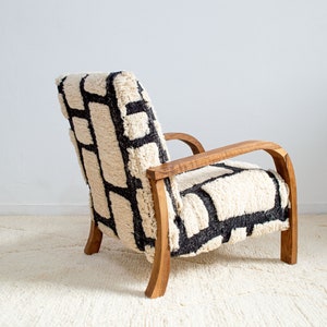 Moroccan Kilim Rug Armchair, Mid century armchair, Retro lounge chair, relax vintage modern chair image 8
