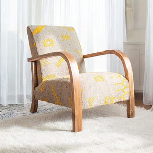 MidCentury Kilim Chair, Retro lounge chair, relax vintage modern chair, Wooden Sessel, Rocking Chair
