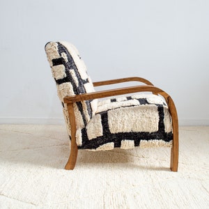 Moroccan Kilim Rug Armchair, Mid century armchair, Retro lounge chair, relax vintage modern chair image 5