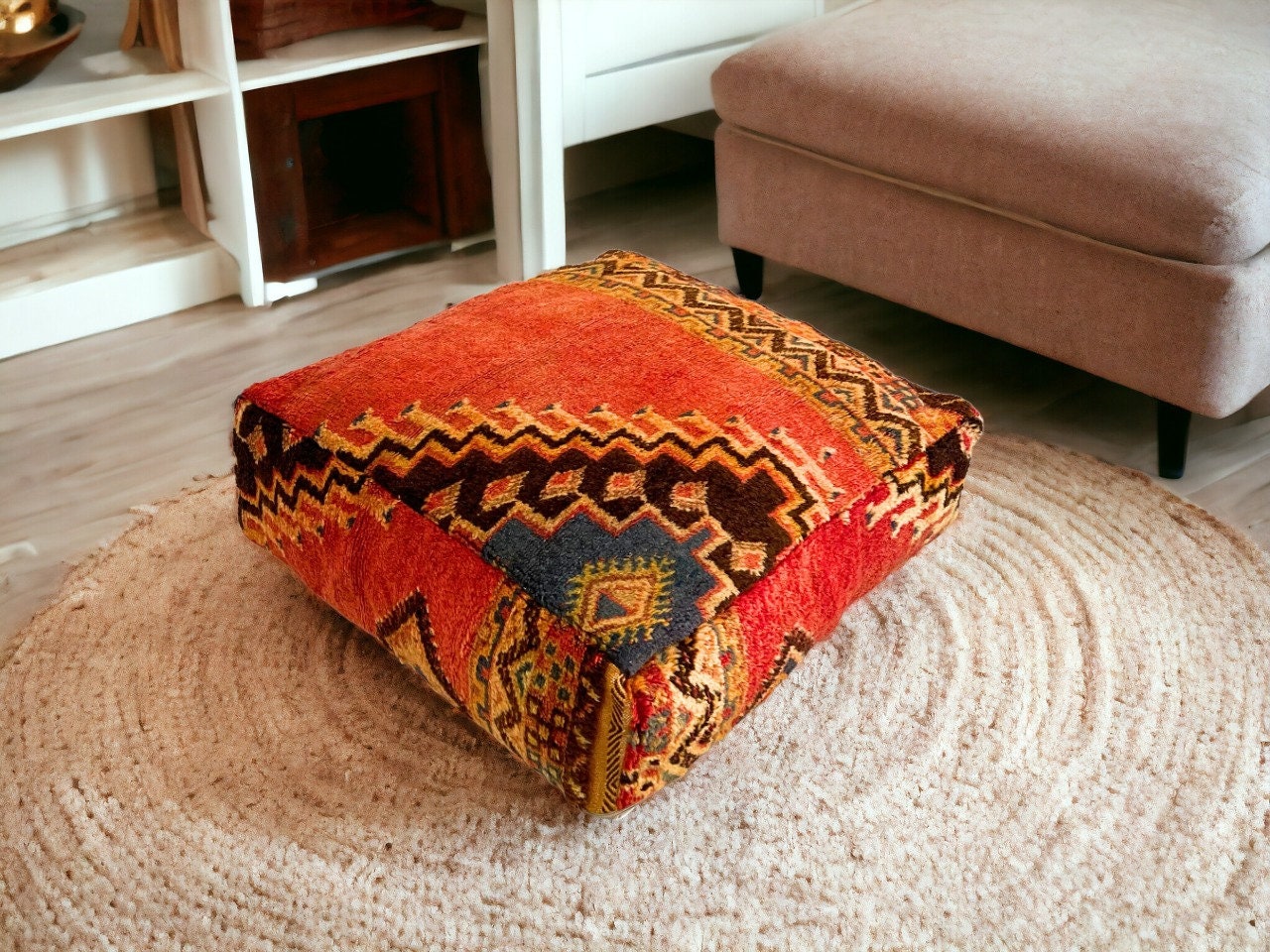 Round Pouf Insert, Moroccan Pouf Filler, Moroccan Footstool Insert