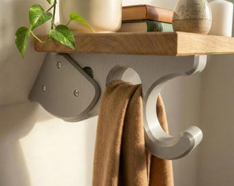 Soporte de estante angular ajustable para paredes inclinadas - Organizador de armario para ático con barra para colgar ropa / Impreso en 3D (Par)