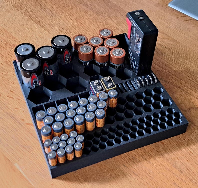 Battery Organizer Storage Case Deluxe 3 Sizes Home Office Workshop image 2