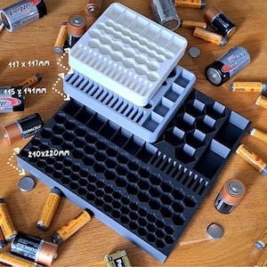Battery Organizer Storage Case Deluxe 3 Sizes Home Office Workshop