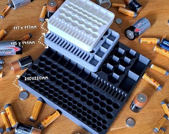 Batterijorganizer/opbergkoffer Deluxe, verkrijgbaar in 3 maten, voor thuis, kantoor en werkplaats