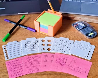 Sticky Note Holder Multifunctional Productivity Stencils Office Desk Organizer