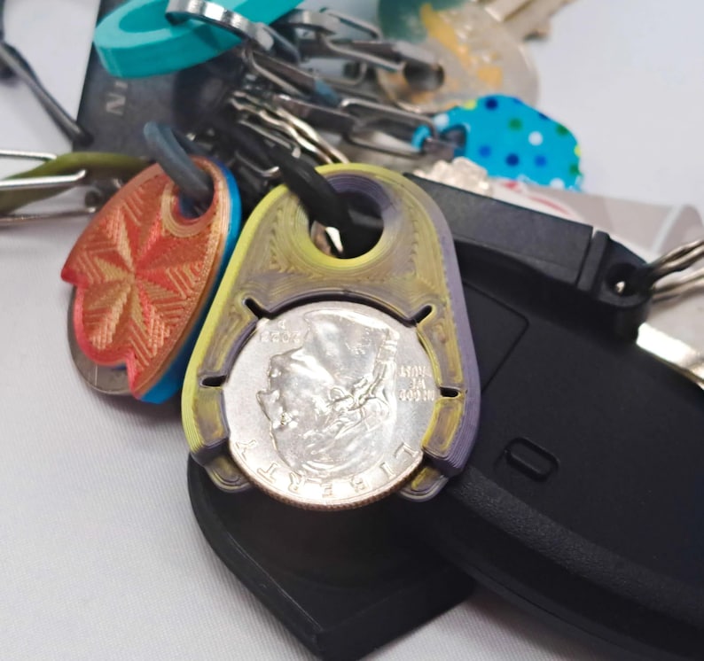 Coin Holder Keychain 4 Pack Quarter Keeper Minimalist for Shopping Carts image 1