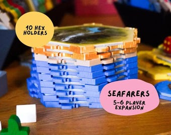 Soportes hexagonales, paquete de 11, no magnéticos, para juegos de mesa de 5-6 jugadores con temática marina, ideales para la organización de juegos de mesa de asentamiento y comercio basados en hexágonos.