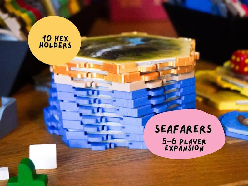 Hex Holders 11 Pack Non Magnetic Sea Based 5-6 Player Expansion for Hex Based Settlement and Trading Board Game Organization image 1
