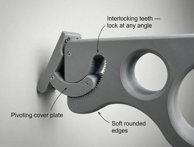 Verstelbare schuine plankbeugel voor schuine wanden - Zolderkastopberger met ophangstang | 3D-geprint (paar) afbeelding 8