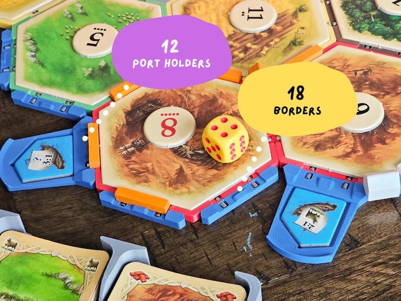 Port Holders Magnetic for Hex Style Settlement Board Game Piece Organization image 1