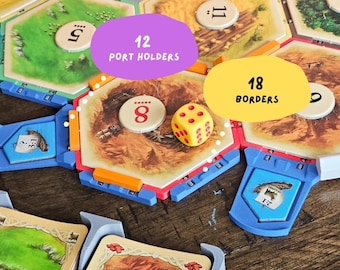 Soportes magnéticos para puertos para la organización de piezas de juegos de mesa de asentamiento hexagonal