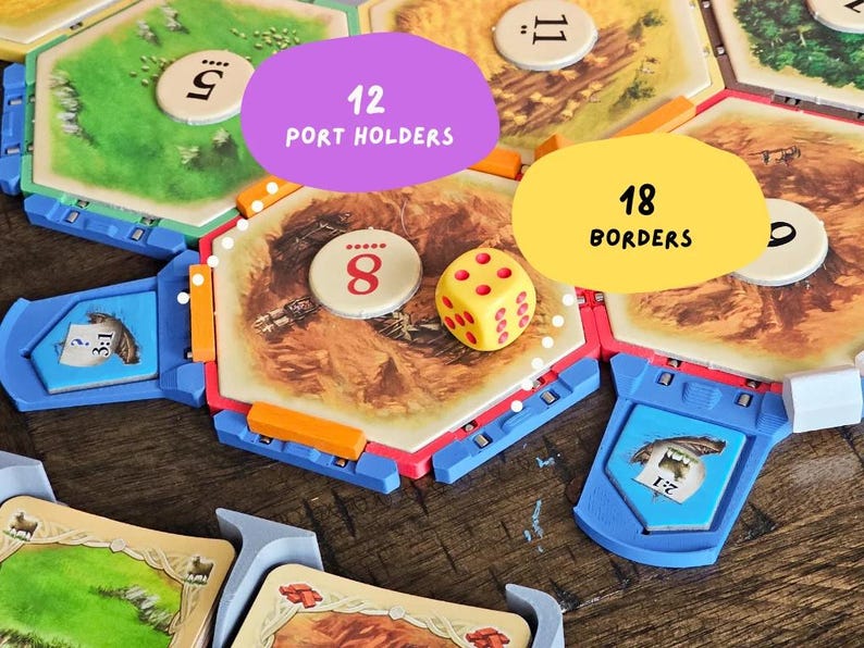 Port Holders Magnetic for Hex Style Settlement Board Game Piece Organization image 1