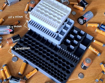 Battery Organizer Storage Case Deluxe 3 Sizes Home Office Workshop