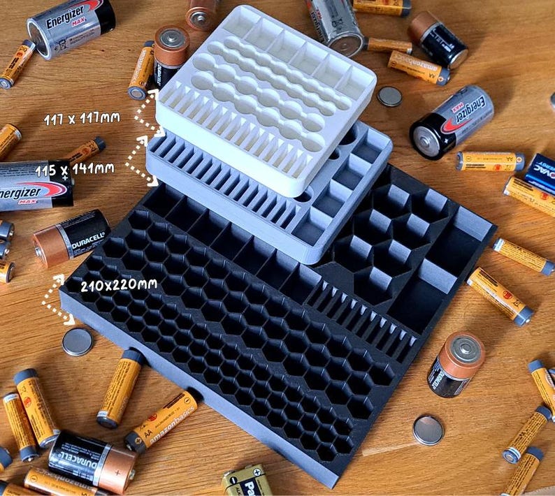 Battery Organizer Storage Case Deluxe 3 Sizes Home Office Workshop image 1