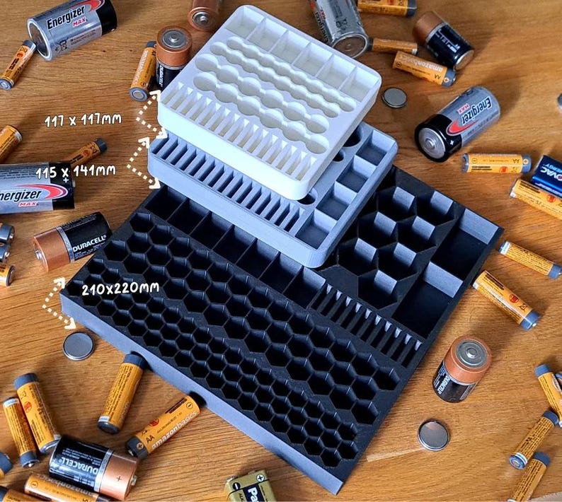 Battery Organizer Storage Case Deluxe 3 Sizes Home Office Workshop image 1