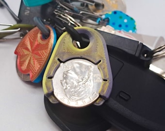Coin Holder Keychain Quarter Keeper Minimalist for Shopping Carts