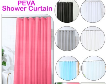 Shower Curtain with 12 Curtain Hook Mildew Water Resistant Bathroom Curtain Plain Bath Curtain 180 x 180cm Long Shower Curtain