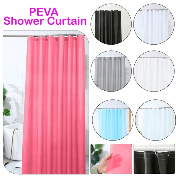 Shower Curtain with 12 Curtain Hook Mildew Water Resistant Bathroom Curtain Plain Bath Curtain 180 x 180cm Long Shower Curtain