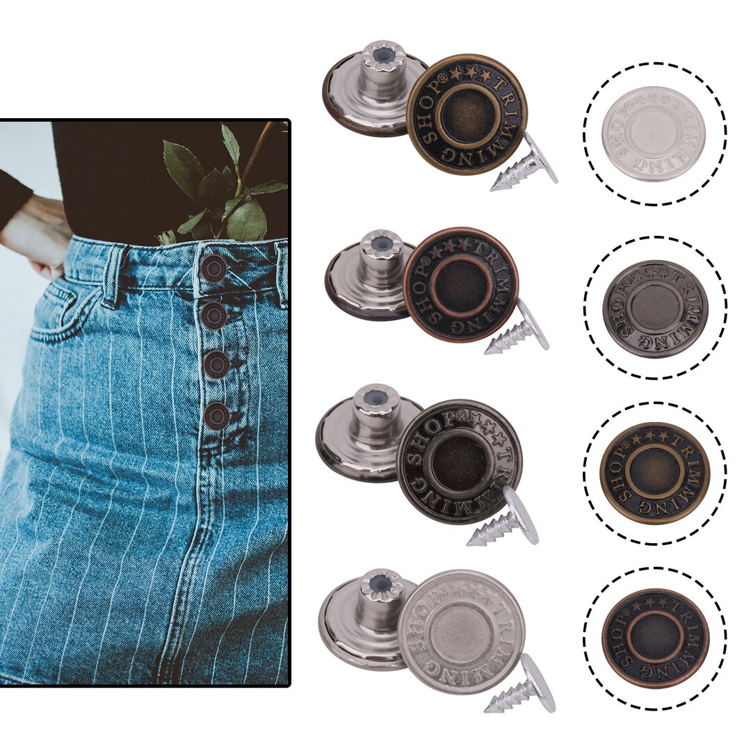 Jeans Buttons, No Sew Tack Buttons With Metal Pin Back, Hammer on Jeans