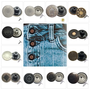 Jean Buttons With Rivets Choose From Bronze or Silver Color in Various  Sets, No Sewing Required FAST USA SHIP 