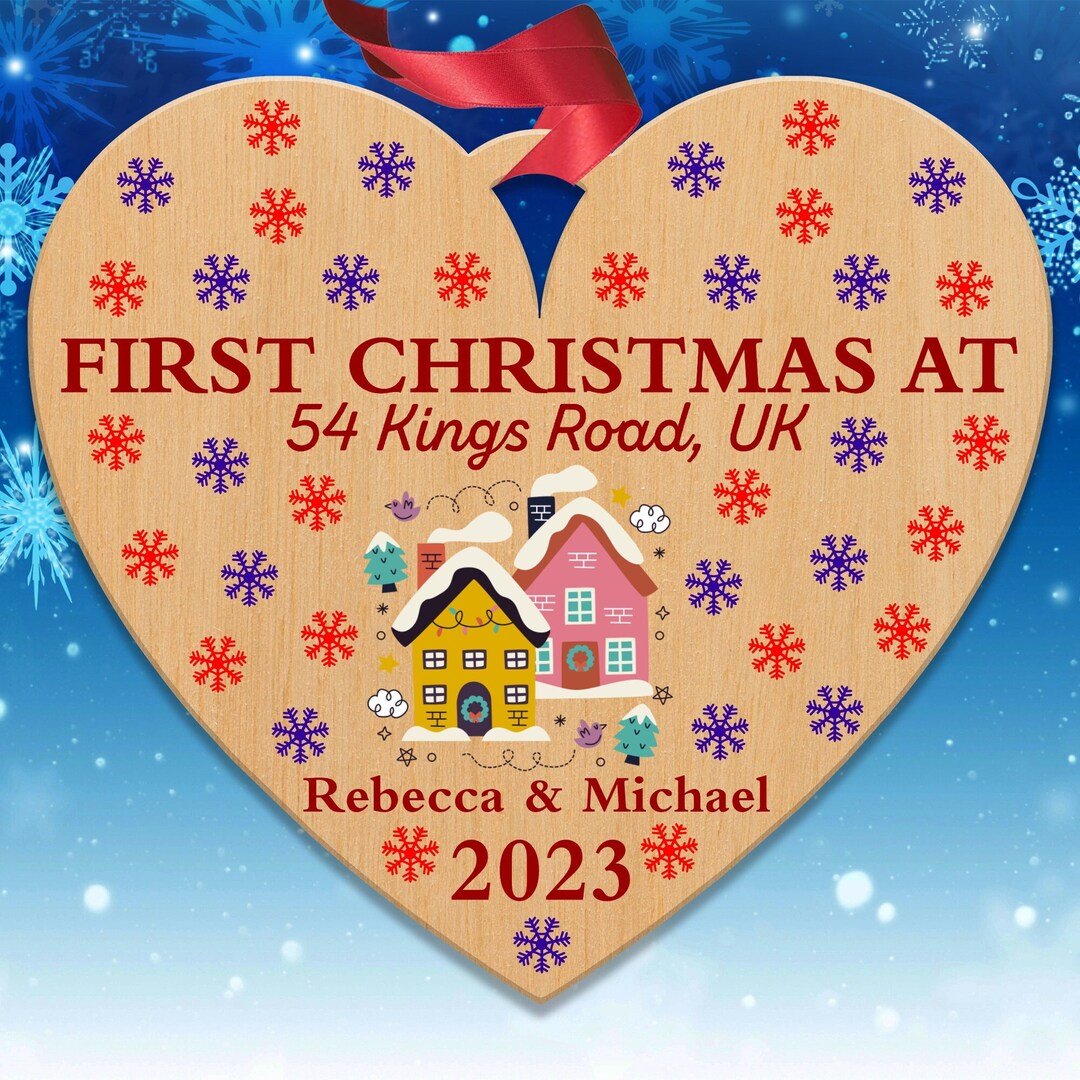 Personalized First Christmas in Our New Home Ornament, Wooden Xmas Tree