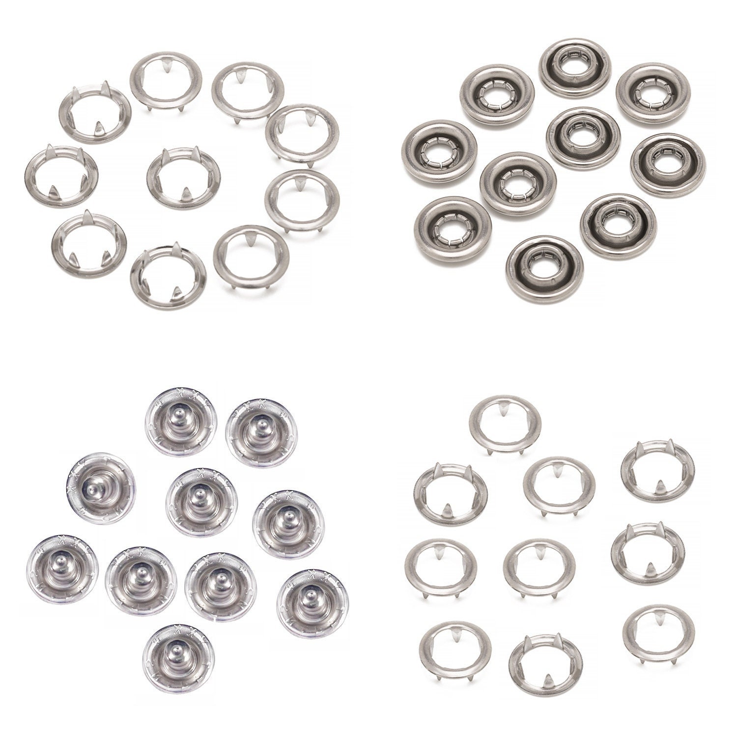 Silver or Black Snap Fasteners in Various Sizes on ONE Card 5mm, 6mm and  7mm Snap Fasteners Rust Resistant Snaps for Doll Clothes 