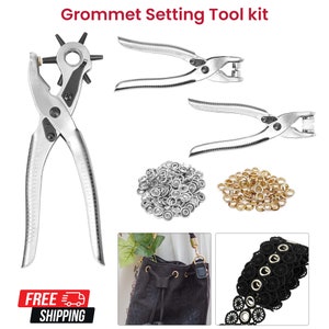 Grommet Setting Tool Kit, Revolving Hole Punching Pliers, Snap Setting  Plier for Leathercraft, Clothing Repair, Fabric, Baby Bibs, Bags 