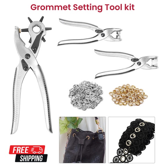 Eyelet Setting Pliers with a bag of eyelets