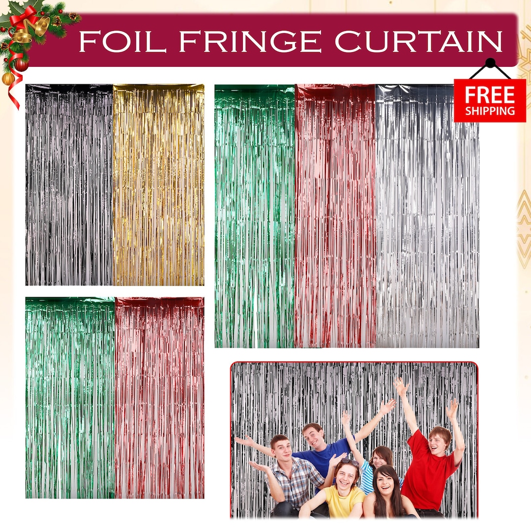 Foil Fringe Curtain Tinsel Curtain Christmas Foil Curtain Etsy