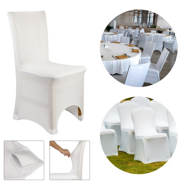 Housse de chaise, housse de chaise en élasthanne, housse de chaise blanche, housse de chaise extensible, housse de chaise élastique pour mariage, anniversaire, cérémonie, banquets