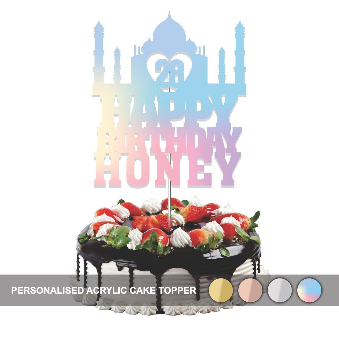 Personalized Happy Birthday Taj Mahal Acrylic Mirror Cake Etsy