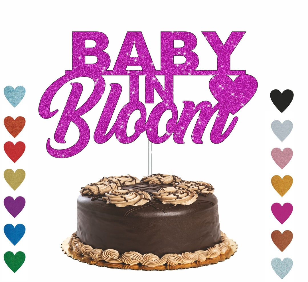 Baby in Bloom Cake Topper Welcome Baby Cake Topper Glittery Baby Shower Cake Topper Girl Baby