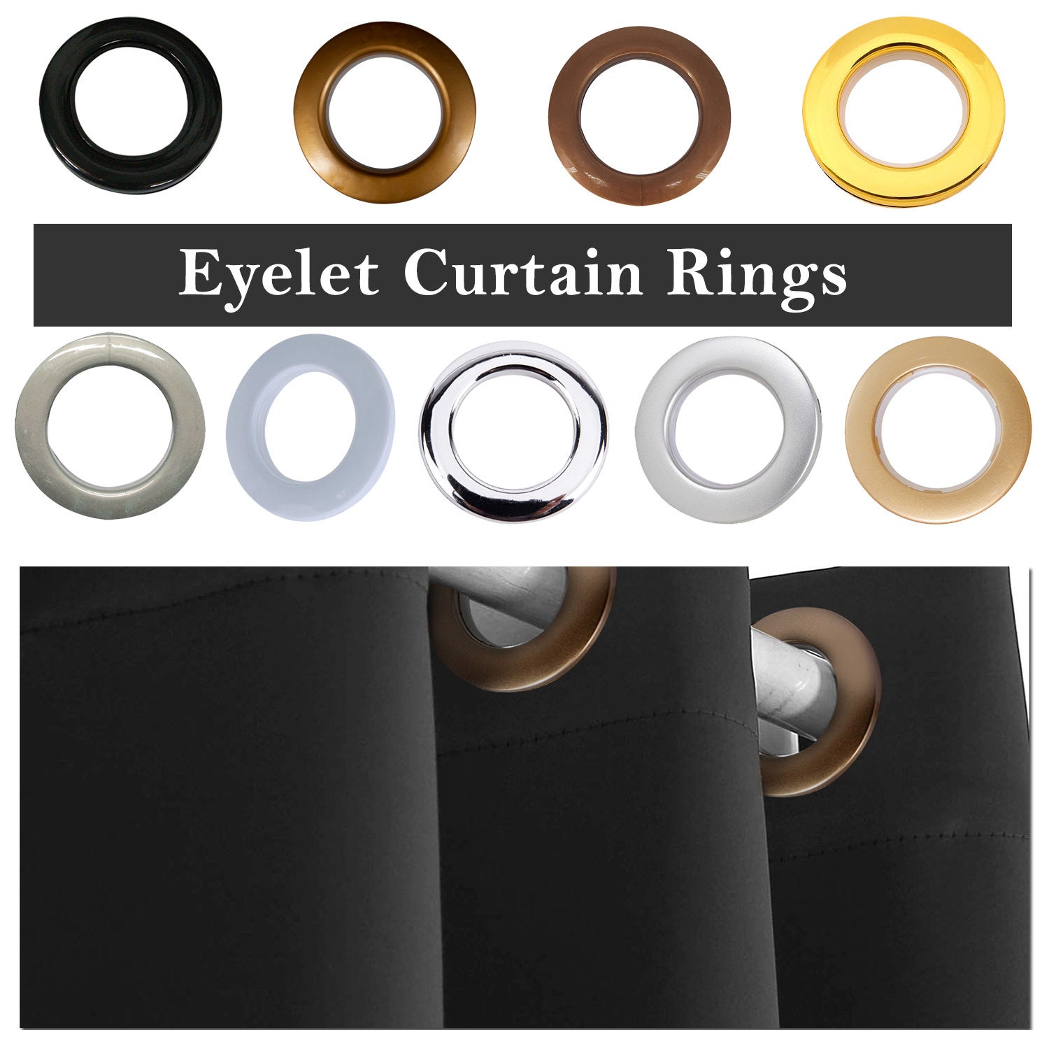 Buy FAPBADRI Curtain Eyelet Rings with Flexi Lock, Suitable for Any 1 inch  Curtain Rod - Copper Colour - 20 Pieces Online at Low Prices in India -  Amazon.in