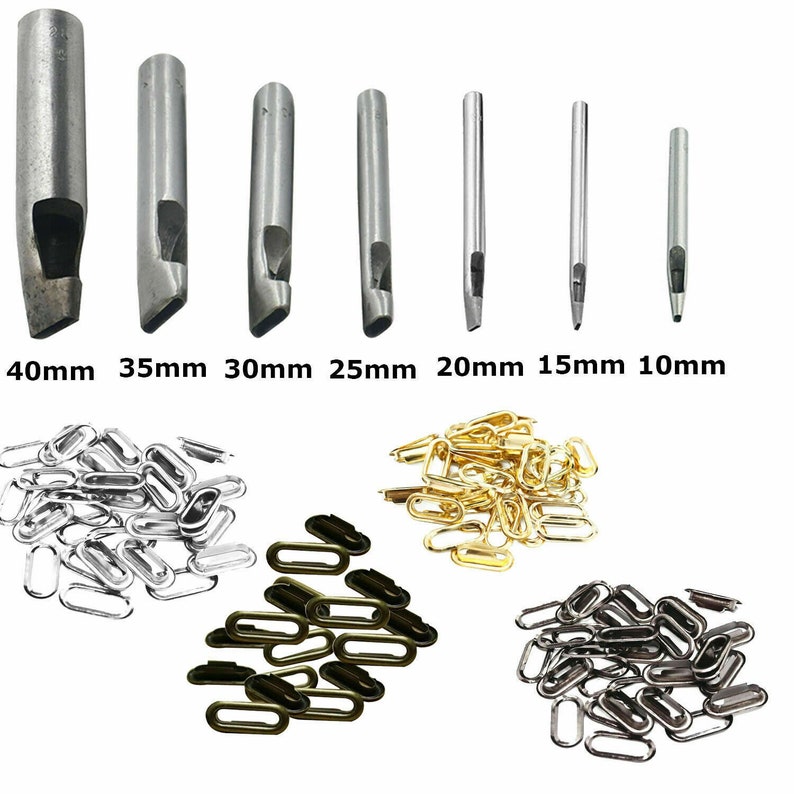 50pcs 10mm 40mm Brass Oval Eyelets Grommets with Washers and Hand Tool & Hole Punch Cutter for DIY Projects, Stationary Purse Decoration image 8